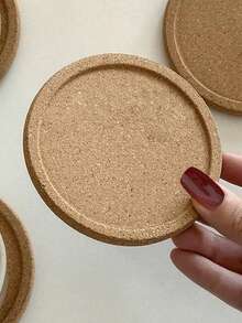 1pc/5pcs Vintage Ins Style Cup Mat,Round Japanese Soft Wood Coaster,Bohemian Heat Resistant Tea Coffee Cup Holder, Small Mug Coasters For Kitchen, Dining Table, Cafe, Tabletop Protection, Creative Drink Coaster For Hot Drinks, Bar Decor Accessories - Ginger - View 4