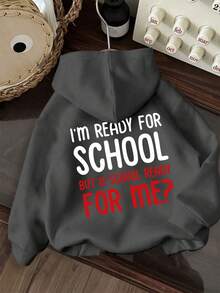 Tween Girl Fun Graphic Print Pullover Sweatshirt, Warm And Comfortable Thermal-Lined Pullover Sweatshirt For Autumn/Winter - Dark Grey - View 6