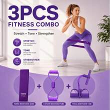 Home Fitness Set, Includes 8-Figure Posture Corrector, Yoga Resistance Bands And Foot Pedal Strength Rope, Suitable For Full Body Shaping And Stretching Training, Ideal Gift For Mother, Wife, Girlfriend And Fitness Beginners - Multicolor - View 3