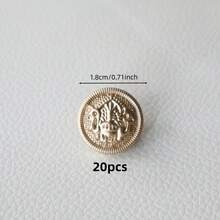 10/20 piezas Botones de plástico con patrón decorativo vintage dorado, botones cosidos a mano para abrigos, gabardinas de lana, chaquetas de traje, suéteres, prendas de punto, botones DIY - Dorado - Ver 12