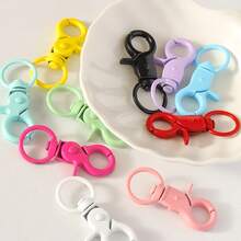 5/10pcs Colorful Coated Spring Snap Hooks With O-Ring, Metal Keychain Accessories, Suitable For DIY Pendants - One Size Fits All - View 4