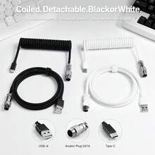Kabel Keyboard USB A ke TYPE-C 59 Inci / 150cm dengan Inti Tembaga Melingkar dan Konektor Pilot untuk Keyboard Mekanik, Kabel Spiral Mini Mikro 1,5 Meter untuk Laptop PC - View 3