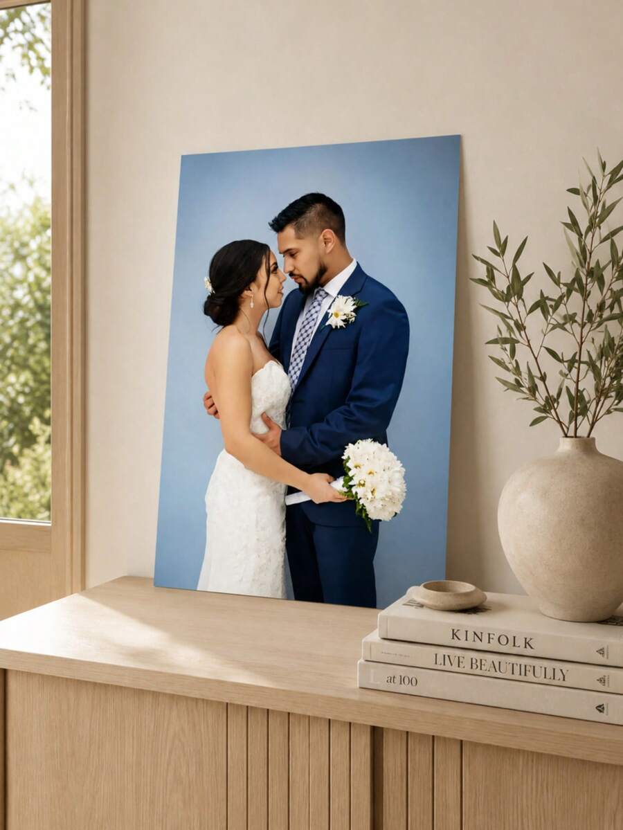 Customizable Wooden Frame Canvas Wall Art - Personalized Family Portraits And Action Photos, Printing, Suitable For Living Room, Bedroom Or Home Office Decor, Cozy Room Accent, Quality Reproduction Framed Canvas Painting
