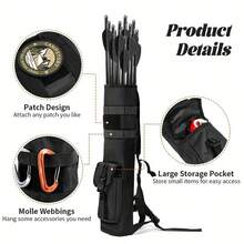 1pc Multifunctional Tactical Arrow Quiver, Portable Arrow Storage Bag, Lightweight Back Quiver For Men And Women, Dual-Purpose Waist Arrow Bag With Shoulder Strap And Waist Belt Clip, Suitable For Archery, Bow Hunting And Target Practice - Black - View 1