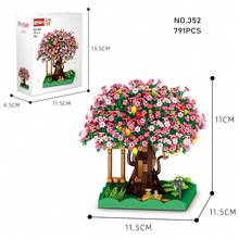 New 3-Color Cherry Blossom Treehouse, Miniature Treehouse Building Block Toy Set, Plastic Micro-Particle Brick Construction Toy, 3D Model Building Blocks, Suitable For Home Decor, Christmas Gift, New Year Gift, Halloween Gift - Multicolor - View 9