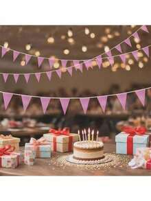 10m 20pcs Colorful Triangle Bunting Flags, Optional Red, Yellow, Purple, Blue, Black, Pink, White, Green, Multicolor, Multiple Colors Available, Plastic Flags, Suitable For Opening Events, Weddings - A - View 6