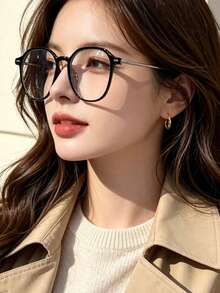 2pcs Women's Asymmetrical Square Non-Prescription Glasses Accessories, Suitable For Daily Office, Study, Reading, Party, Vacation, Photography And Other Occasions - Multicolor - View 1