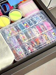 31 Pieces Bead Storage Container Set, 1 Large Rectangular Plastic Box With 30 Small Transparent Hinged-Lid Cases, Portable Organizer Box For DIY Jewelry, Bracelet Making, Nail Art Supplies, Premium Gift For Women & Valentine's Day - Multiple Styles - View 4