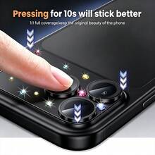 NNBILI 1件裝彩色水鑽仿水晶鏡頭保護蓋，全新彩色水鑽設計，相容 iPhone 18 Pro Max，多色可選，鋼化玻璃材質，防刮相機鏡頭保護配件，易安裝 - 黑色 - 查看 6