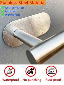 Drill-Free Self-Adhesive Toilet Paper Holder, Stainless Steel Toilet Paper Rack, Absorbent Paper Towel Storage, Bathroom Paper Towel Storage, Bathroom Accessories, Drill-Free Wall-Mounted Bathroom Storage Rack, Bathroom Hardware - Multicolor - View 3