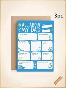 1/3pcs Personalized All About My Dad Fillable Greeting Card,Custom Text, Kids Handmade Gift For Dad, Meaningful Memory Keepsake Card - Multicolor - View 7
