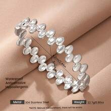 1pc Fashion Intertwined Oval Stainless Steel Bracelet, Suitable For Men And Women For Vacation And Daily Wear - Bracelet - View 5