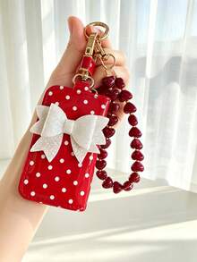 Heart Rope Keychain Set, Car Key Pouch Protective Cover, Universal Car Lock Key Pouch, Remote Control Key Protective Shell, Universal Car Key Pouch Style, Suitable For Nissan, Chevrolet, Fiat, Remote Control Key Protective Cover Key Shell, Coin Purse - Polka Dot - View 16