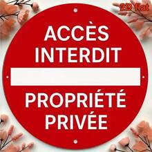 Vintage Style Round French Sign, Marked "Private Property, No Trespassing". This Nostalgic Decor Is Perfect For Living Room, Bedroom, Study, Dining Room, Bar, Cafe And Office, Creating A Unique Atmosphere (Random Hole Positions) - A - View 5