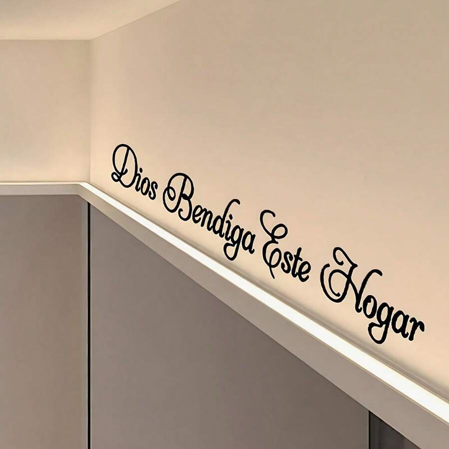 1pc Spanish Blessing Wall Sticker "Dios Bendiga Este Hogar" Religious Significance, Living Room Artwork With Minimalist Typography, Self-Adhesive Home Decor, Creating Warm And Cozy Background, Home Decoration, Religious Decor, Modern Design - A - View 1