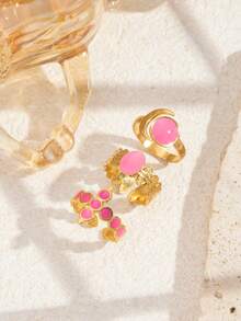 3pcs Stainless Steel Fashion Minimalist Gold Open Ring Set, Suitable For Women's Daily Wear Or Gift Giving - Yellow Gold - View 3