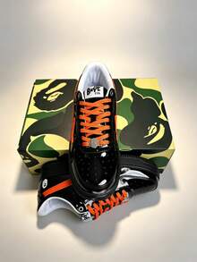 A BATHING APE BAPE STA OS Feature Exclusive M2 Black Orange Limited Edition Low-Top Sneakers - Black Orange - View 3