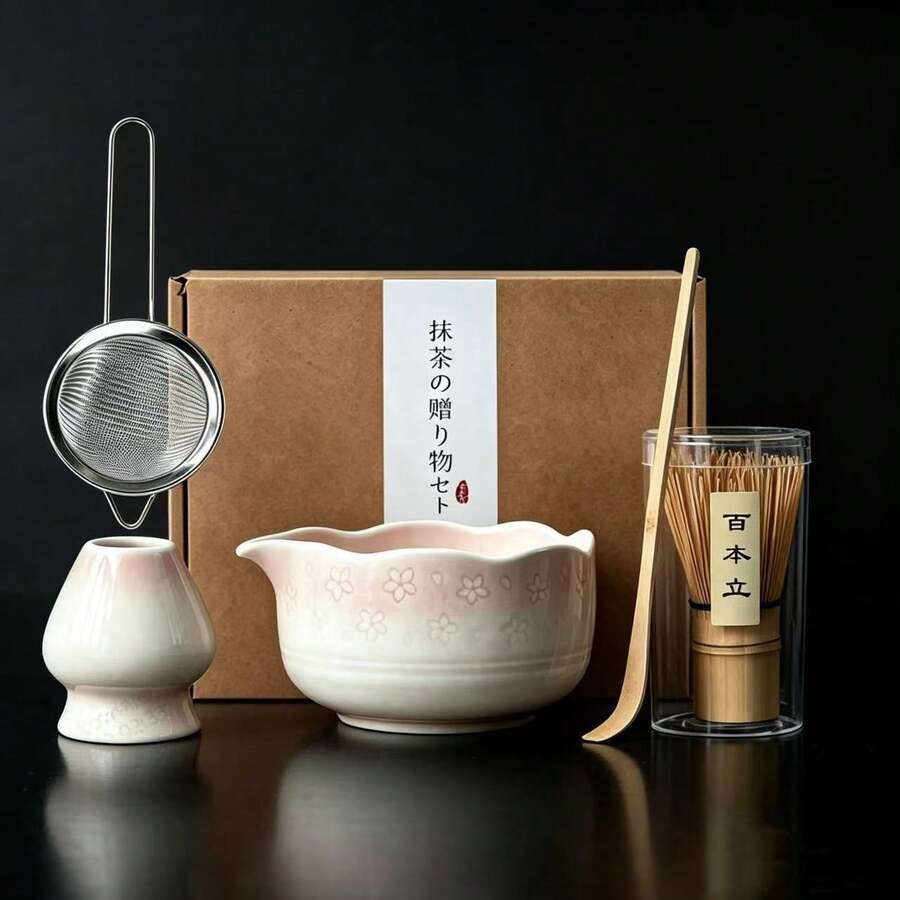 5/2/1pc Matcha Set - Bamboo Matcha Whisk With Spout And Bowl, Whisk Holder, Sifter, Matcha Scoop And Stand, Gradient Color Japanese Matcha Whisk Set, Suitable For Matcha Lovers - Multicolor - View 1