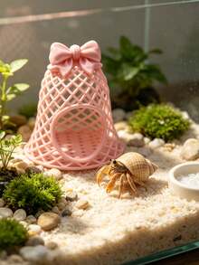 Hollow Plastic Aquarium Cave Decor - Realistic Mesh Hiding Decoration; Suitable For Betta Fish, Shrimp, Hamsters, Hermit Crabs And Small Reptiles - A - View 5