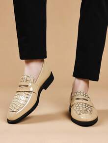 Men's Business Travel Dress Shoes, Slip-On Loafers, Casual Dress Shoes Suitable For Daily Commute, Office, Business Work, Wedding, Groomsman, Fashion Shoes, Dating, Dinner, Nightclub, Casual, Shopping, Light Formal, Banquet, Influencer Photo Shoot And Various Other Occasions - Yellow - View 8