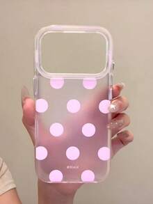 Casing Pelindung Ponsel Gaya Korea Matte Lembut Sentuhan Warna Solid Polka Dot Jelly 3D Hati dengan Stand, Kompatibel dengan iPhone 17 Pro Max, 16 Pro Max, 15 Pro/17, Perlindungan Penuh, Baru untuk Wanita - Berwarna merah muda - View 3