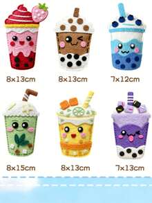 DIY Sewing Kit Cartoon Milk Tea Cup Fabric Plush Handmade Material Pack, Girls Handmade Stitched Toy, Creative Needlework Art Craft Material Set, Educational DIY Handmade Toy, Birthday Gift, Back To School Small Gift - Multicolor - View 3
