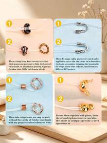 Set Alat Pembuatan Perhiasan 24 Kompartemen (1500 buah)/12 Kompartemen (1200 buah), Termasuk Alat Penjepit, Pelindung Tali, Pengait Lobster, Cincin Pembuka, Dengan Tali Elastis, Kawat Baja, Pinset dan Tang, Cocok untuk Pembuatan Kalung dan Gelang DIY - Set aksesoris perhiasan + peralatan - View 5