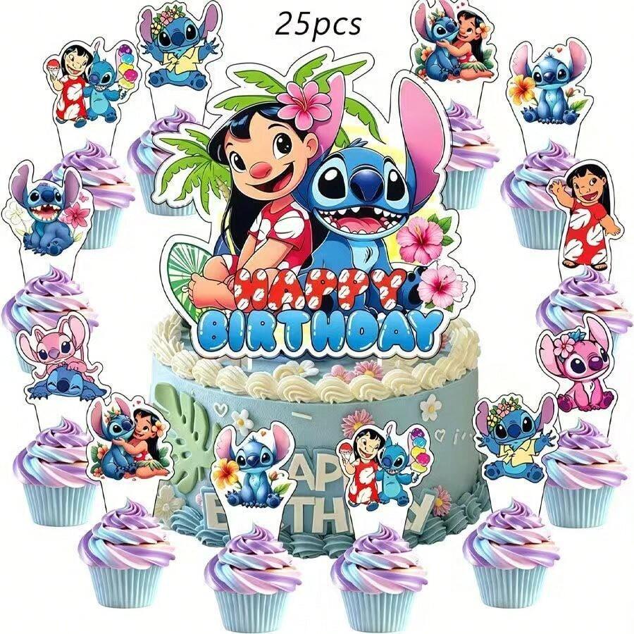 全新史迪奇主題派對裝飾 生日場景布置橫幅蛋糕插牌套組 - 查看 1