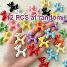 12pcs DIY Cartoon Balloon Dog Pendants, Random Color, Cute Colorful Acrylic Dog Charms, Suitable For Handmade Keychains, Phone Cases - Multicolor - View 7