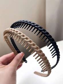 1pc Random Color Women's Woven Serrated Headband, Non-Slip Comb Teeth Hair Hoop, Suitable For Hairstyling, Face Washing, Makeup, Skincare And Daily Styling - Random - View 8