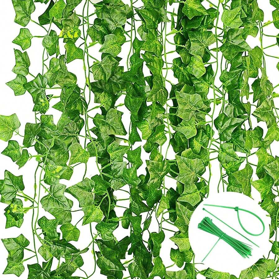 Decorative Artificial Plants, 12-Piece Set, 2.2 Meters Total Length. Suitable For Decorating Kitchens, Weddings, Balconies, Offices, And Gardens - Green - View 1