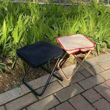 1pc Portable Folding Stool With Thickened Oxford Fabric Seat, Lightweight Metal Frame, Travel Camping Handheld Stool - Multicolor - View 4