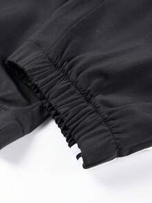 Men's Plus Size Casual Sports Long Pants, Extra Large Drawstring Waist, Side Stripes, Zipper Pockets, Black - Black - View 5