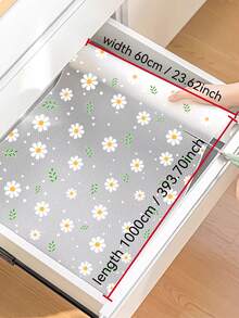 1 Roll EVA Material Fresh Daisy Camellia Pattern Waterproof Drawer Liner, Multi-Purpose Cabinet Drawer Liner Suitable For Kitchen, Storage Cabinet, Refrigerator, Shelves, Lining - Flower Pattern - View 29