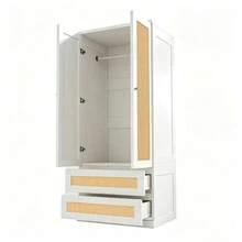 Wardrobe 70*55*170cm, Double-Door Design, With Drawers And Shelves, Doors Made Of Synthetic Fiber Weave - View 6