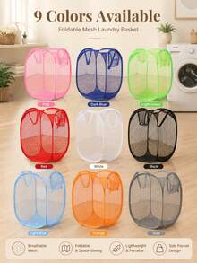 1pc Minimalist Breathable Portable Moisture-Proof Foldable Laundry Basket - Foldable Laundry Basket Suitable For Home Bedroom Bathroom, With Side Pocket Portable Foldable Storage Basket - Essential For Travel And Commuting - Pink - View 7