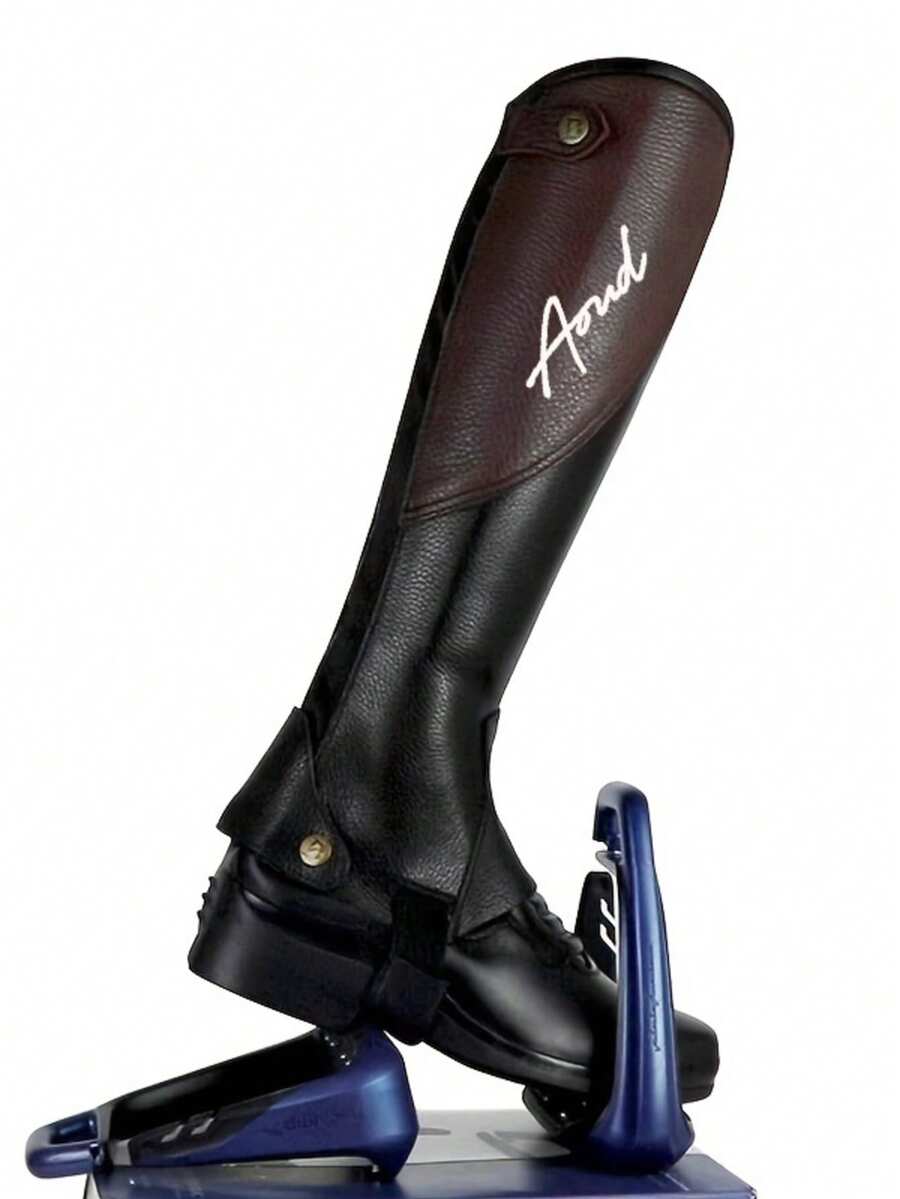 Equestrian Leather Leg Guards For Horse Riding, Outdoor Sports Equestrian Equipment With Zipper And Elastic Band - Black - View 1