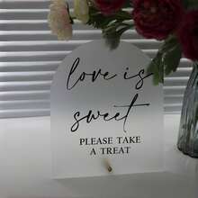 Love Is Sweet 桌上裝飾牌（附底座）極簡風新娘婚前派對牌「請拿一份甜點」，婚禮派對新娘婚前派對賓客伴手禮、情人節甜點告示牌 - 彩色 - 查看 6