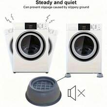 8pcs/4pcs/1pc/Set Anti-Vibration Pads, Suitable For Washing Machine And Dryer Base, Noise Reduction, Protect Laundry Room Floor, Washing Machine Dedicated Anti-Vibration Pads, Laundry Accessories, 4pcs Anti-Vibration Pads - Large, Easy To Install, Anti-Vibration And Noise Reduction, 100% Plastic Material, Stable Washing Machine Support - Grey - View 4