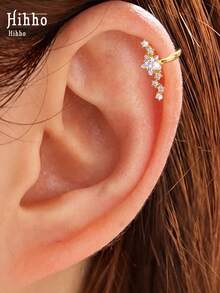 Hihho 1pc Luxury High-End Rhinestone Star Ear Clip, Fashionable Personalized Women's Star Ear Cuff, No Ear Piercing Required, Suitable For Daily, Holiday, Work, Commute Wear - Star Ear Cuffs - View 6