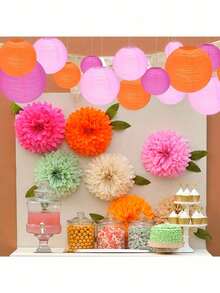 3 Hanging Paper Lanterns, Rainbow Color Ceiling Party Decorations, Suitable For Mexican Carnival Party, Birthday, Store, Holiday Party Backdrop, Room Decor, Bedroom Decor And Wall Decor - Multiple Styles - View 4