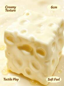 1pc Cheese Block Squishy Toy, -Texture Slow Rising Squeeze Fidget Toy, Soft TPR Stress Relief Sensory Toy, Anxiety Relief Desk Decor, Creative Birthday Gift For Teens Adults - Multicolor - View 9