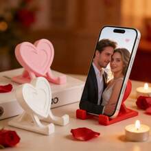 1pc Heart-Shaped Desktop Phone Stand, Durable Anti-Fragile ABS Plastic Material, Desktop Decor Ornament, Creative Small Gift, Suitable For Bedroom And Desk Phone Holder, Also Can Be Used As Decoration And Photography Prop - Multiple Styles - View 2