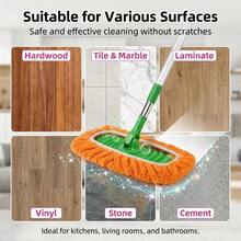 4 piezas de almohadillas de microfibra lavables, opciones azul-gris/azul-naranja, de doble uso para limpieza húmeda y seca, paños de repuesto absorbentes con correas de sujeción elásticas, se ajustan a fregonas planas de 10 pulgadas, suministros de limpieza para suelos de madera dura y baldosa - A - Ver 6