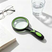 10X Magnifying Glass, Suitable For Elderly And Children, Non-Slip Handheld Reading Magnifier, 75mm Lens, Suitable For Close-Up Work, Green And Orange Observation Hobby - B - View 2