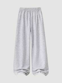 Girls' Bowknot Print Gray Zipper Hoodie And Wide Leg Pants 2 Pieces Set, Minimalist Design, Suitable For Spring, Autumn And Winter Wear, Comfortable And Relaxed - Grey - View 5