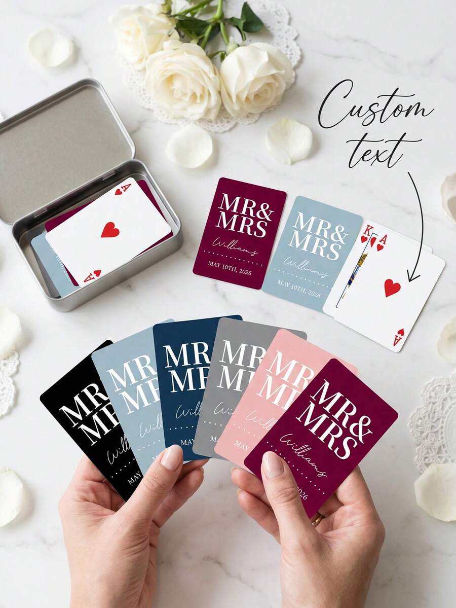 Custom Text Guest Book Playing Cards,Wedding Guest Book Alternative,Engagement Party Playing Cards,Wedding Reception Anniversary Cards - Multicolor - View 1
