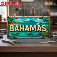 2D Flat Printed, 1pc, Bahamas Coast Cruise Scene Metal Sign, For Decorative Use Only, Decorative Sign And Plaque, Vintage Sign, Beach Cafe, Ideal Gift For Vacationers And Sun Lovers (Random Style) - A - View 11