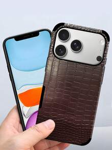 1pc Crocodile Pattern Microfiber Leather Soft Shockproof Anti-Drop Phone Soft Case With Speaker Hole Sound Redirection Design For Apple 17 Pro Max/16 Pro Max/16plus/13 ProMax/14 ProMax 13 14 11 12pro 11/15pro/18/18promax/Galaxy S24 Ultra, Holiday Gift - Burgundy - View 6