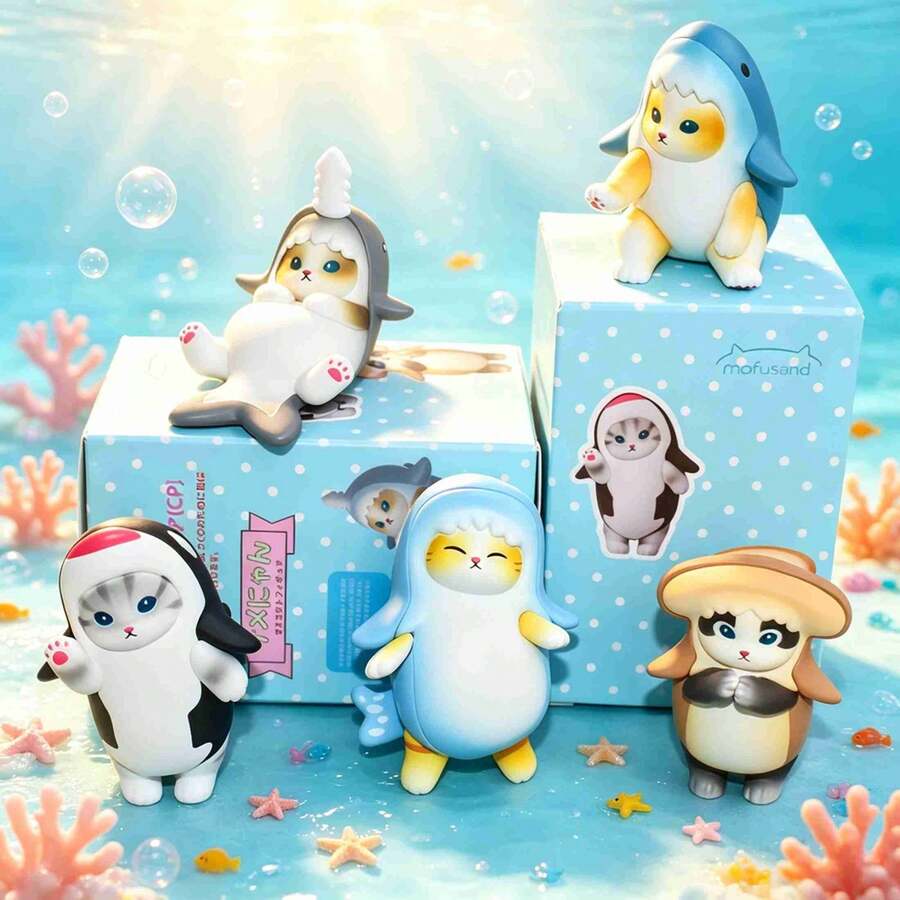 1pc Japanese Healing‑Style Mofusand Ocean Cat Collectible, Assorted Adorable Ocean Pet Motifs, Soft Aesthetic Art Style, Soothing Vibe, Ideal For Desktop Display, Exquisite Hand‑Picked Present For Graduation Season & Birthday(Stochastic Style) - Multicolor - View 1